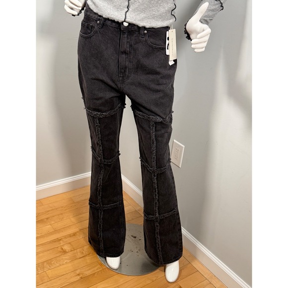 PacSun Eco Black Frayed High Waisted Bootcut Jeans Size 28 - Picture 8 of 16